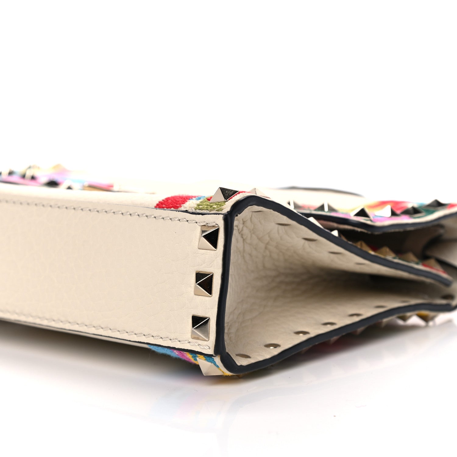 Valentino Garavani Pebbled Calfskin Embroidered Medium Rockstud Flip Lock Crossbody Bag Ivory 10 of 10