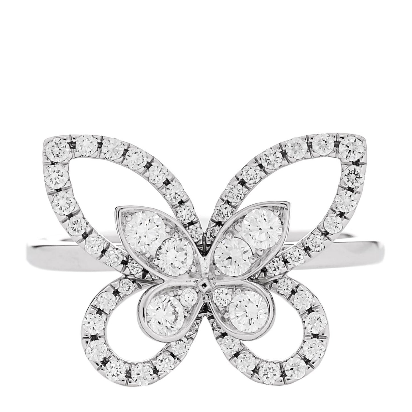 18K White Gold Diamond Butterfly Silhouette Ring 53 6.5