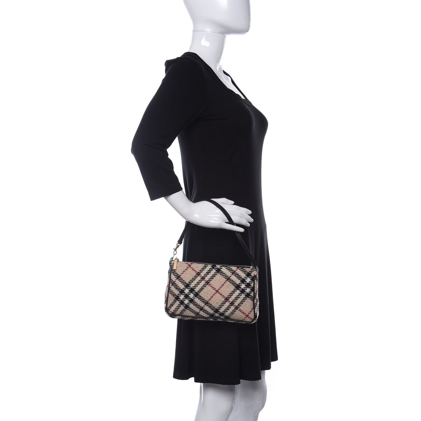 Wool Check Pochette Beige