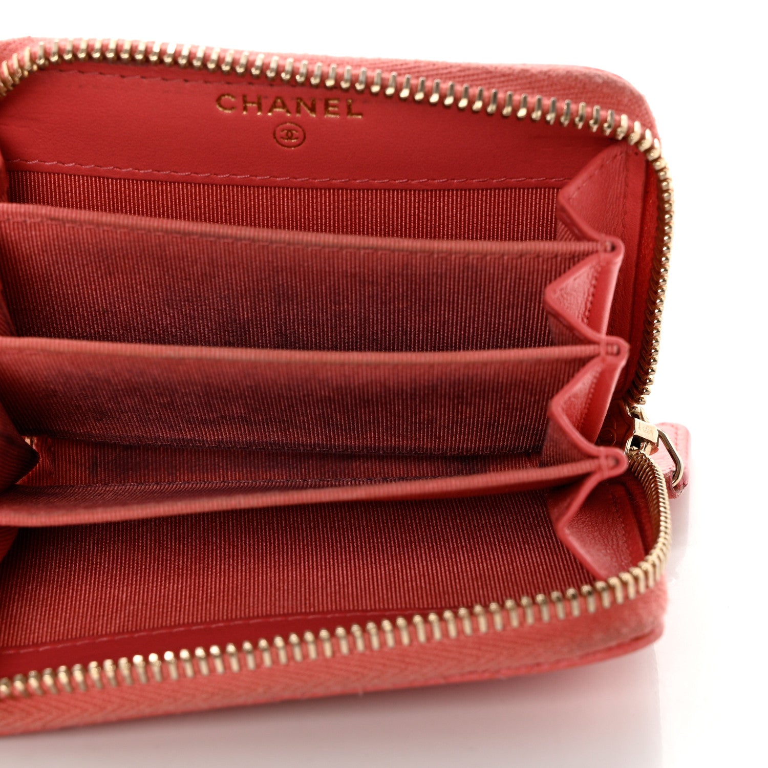 Chanel Metallic Caviar Quilted Zip Coin Purse Pink 5 of 8