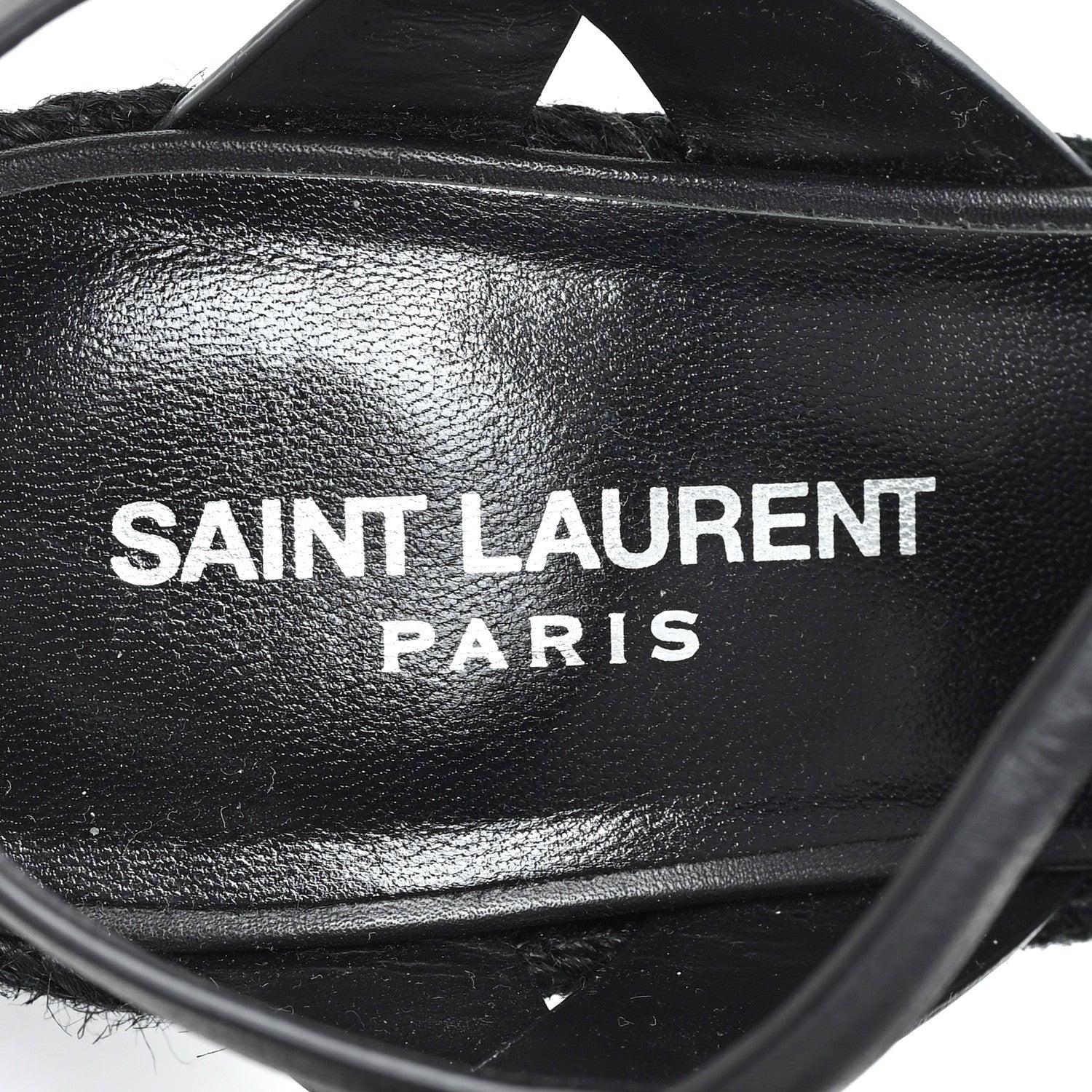 Saint Laurent Calfskin Tribute 95 Platform Espadrille Wedge Sandals 36 Black 7 of 8