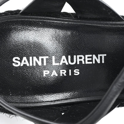 Saint Laurent Calfskin Tribute 95 Platform Espadrille Wedge Sandals 36 Black 7 of 8
