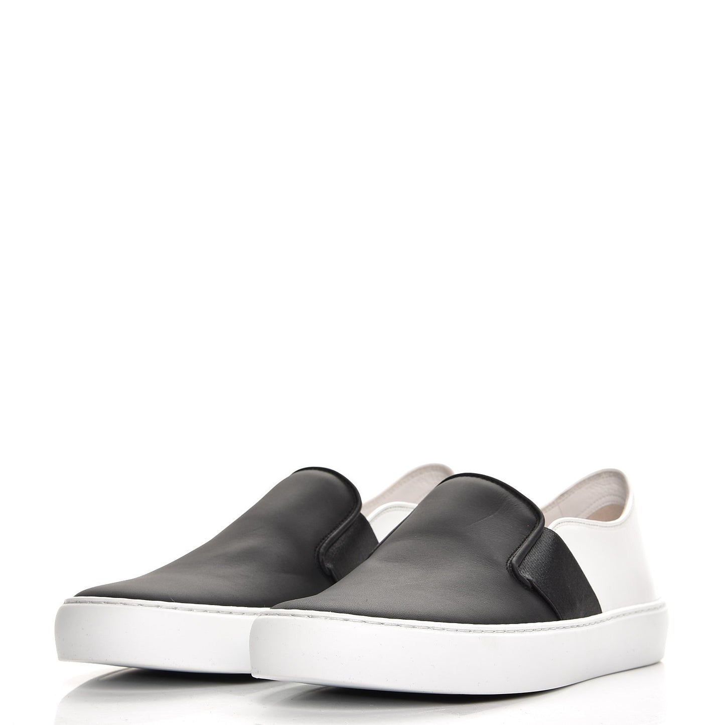 Calfskin Slip On Sneakers 38 White Black