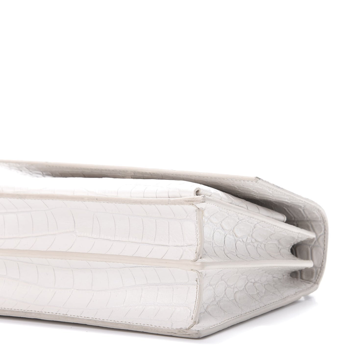 Calfskin Crocodile Embossed Medium Monogram Sunset Icy White