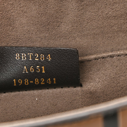 Fendi Vitello Century F is Fendi Bi-Color FF 1974 Embossed Kan I Shoulder Bag Fragola Maya Black 7 of 8