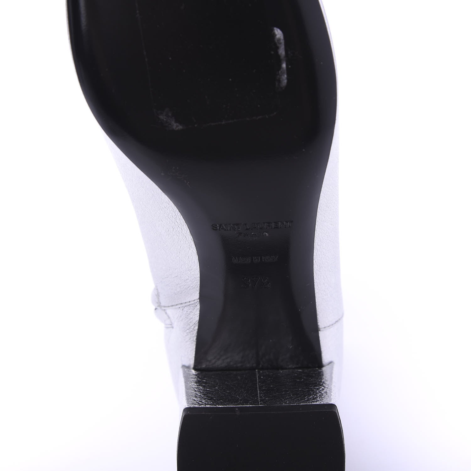 Saint Laurent Metallic Calfskin Loulou 50 Ankle Booties 37.5 Silver 6 of 8
