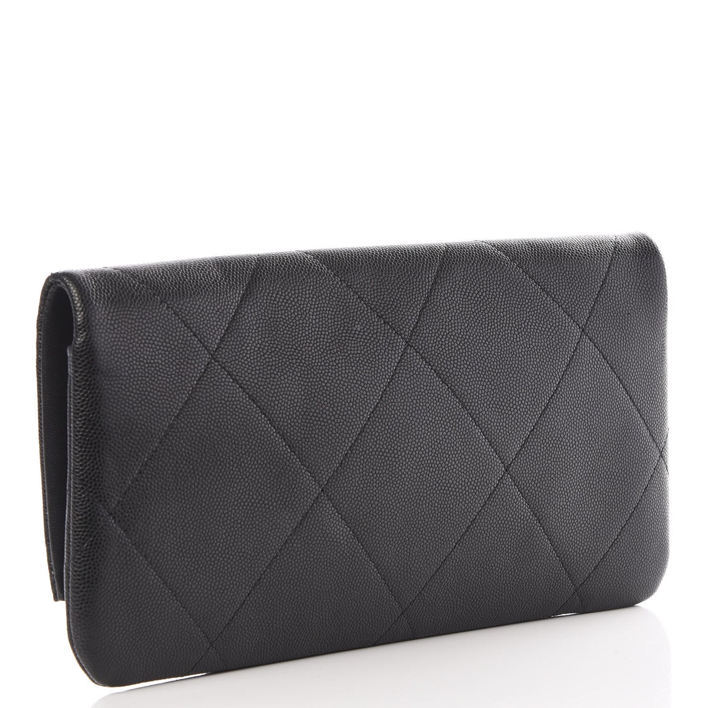 Grained Calfskin Small Chain Handle Clutch Black