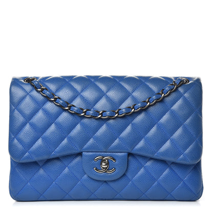 Chanel Caviar Quilted Jumbo Double Flap Blue 1 of 14