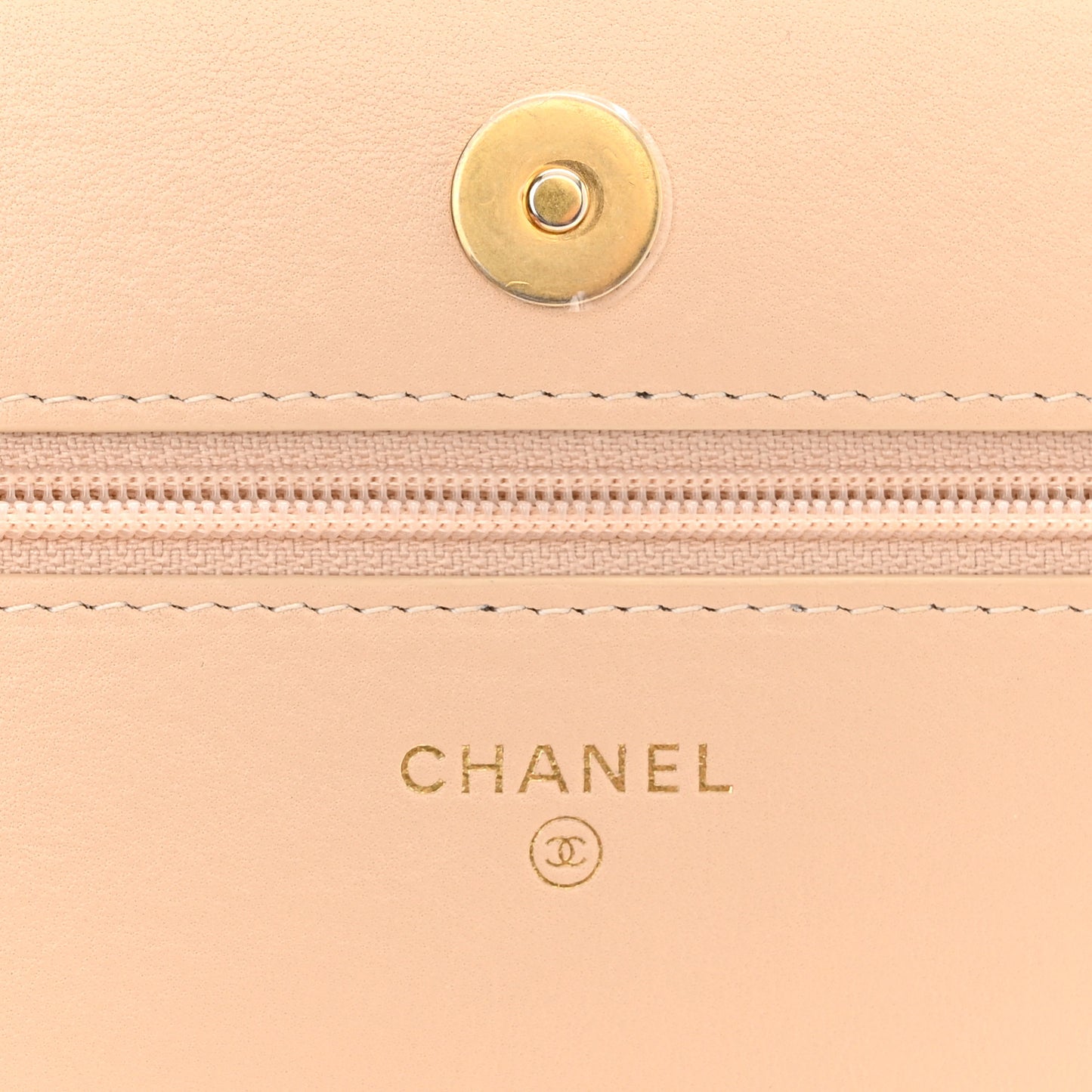 Lambskin Quilted Chanel 19 Wallet On Chain WOC Beige
