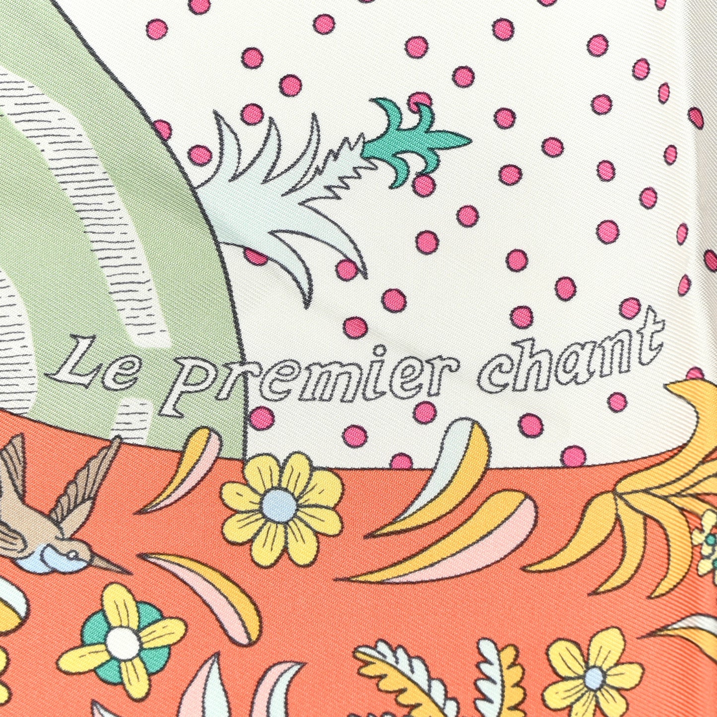 Silk Le Premier Chant Scarf 90 Abricot Ciel Vert