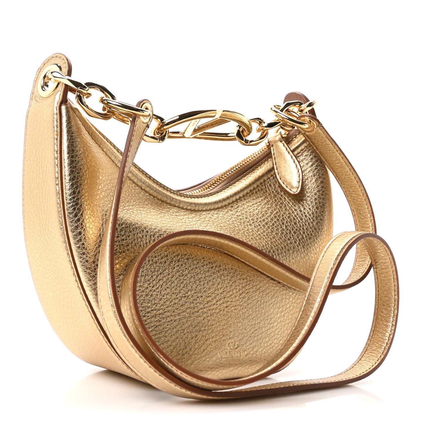 Metallic Nappa Mini Vlogo Moon Hobo Bag Gold