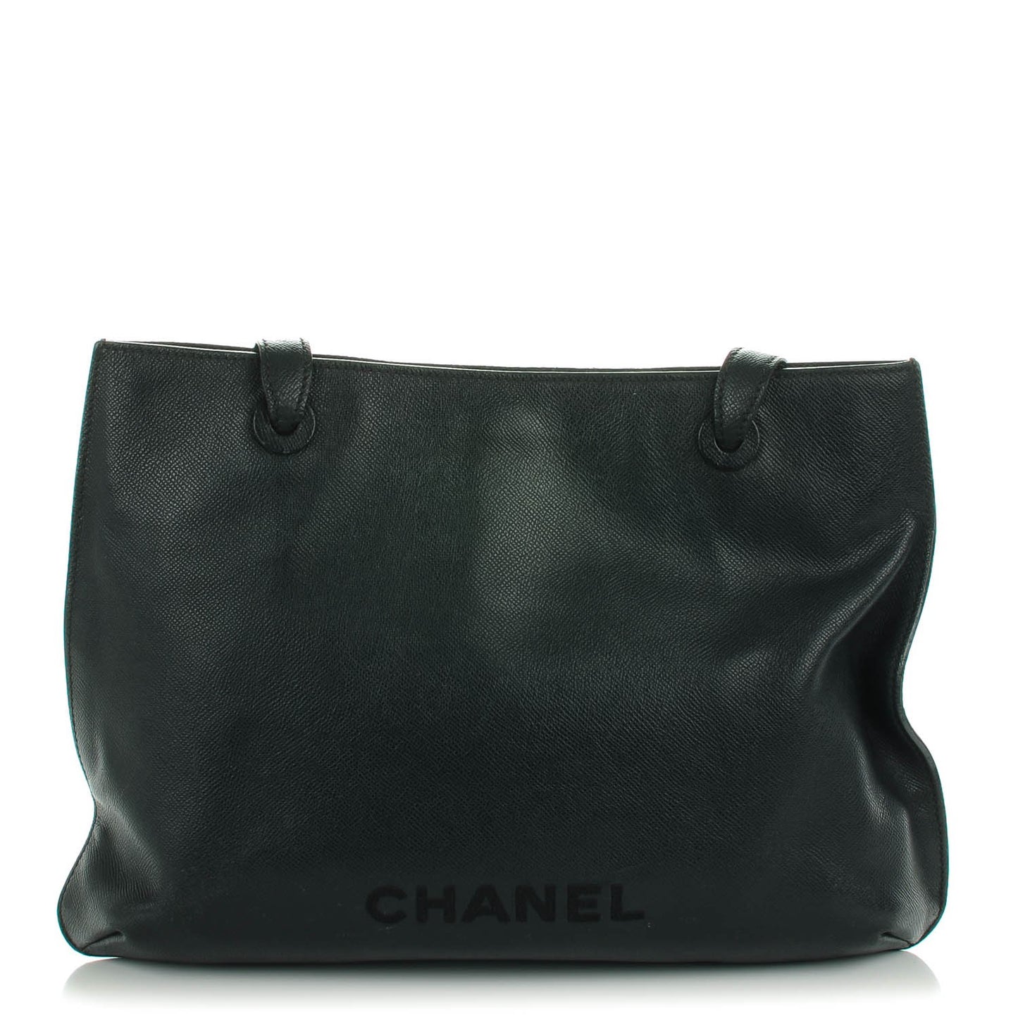 Grained Calfskin Shopping Tote Black