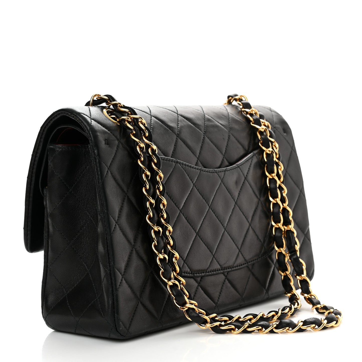 Lambskin Quilted Medium Double Flap Black