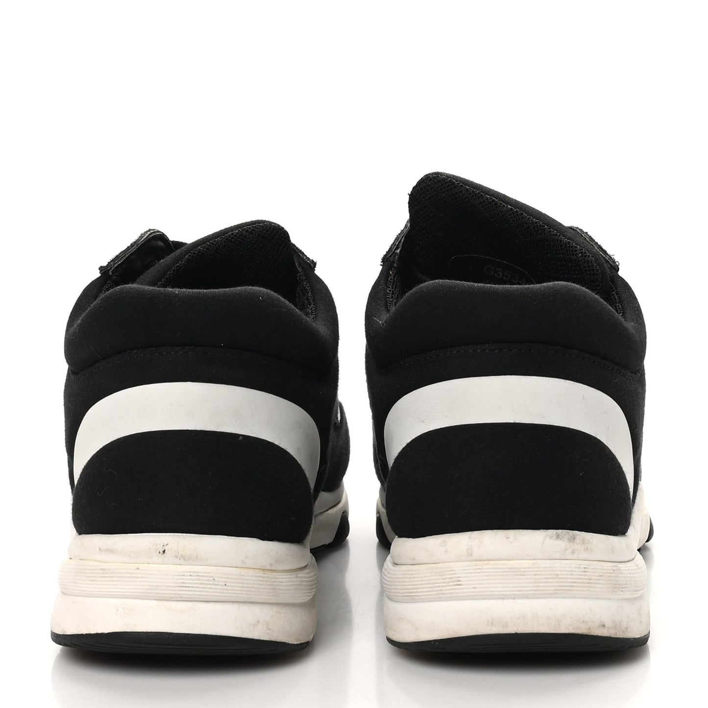 Nylon Suede Calfskin Womens CC Sneakers 37 Black White