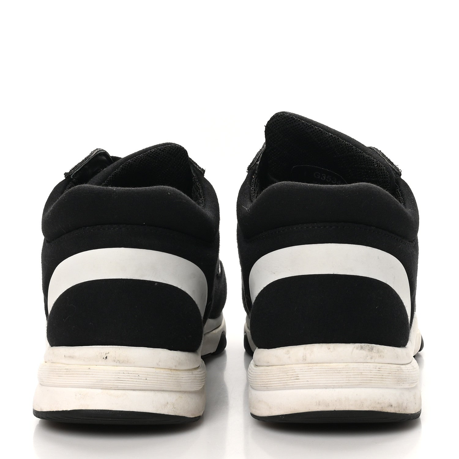 Chanel Nylon Suede Calfskin Womens CC Sneakers 37 Black White 7 of 10