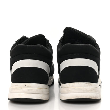 Chanel Nylon Suede Calfskin Womens CC Sneakers 37 Black White 7 of 10