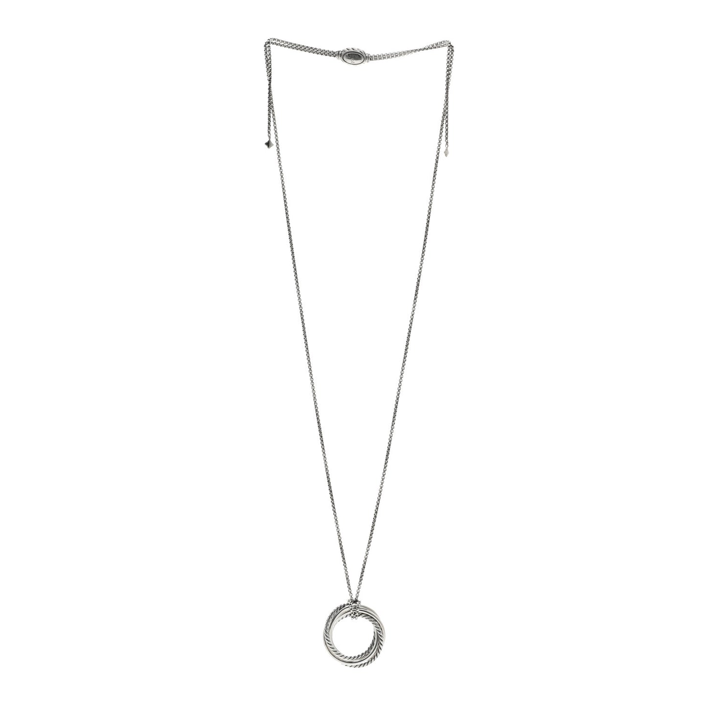 Sterling Silver Pave Diamond 30mm Crossover Circle Necklace