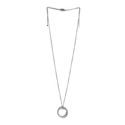 David Yurman Sterling Silver Pave Diamond 30mm Crossover Circle Necklace 3 of 4
