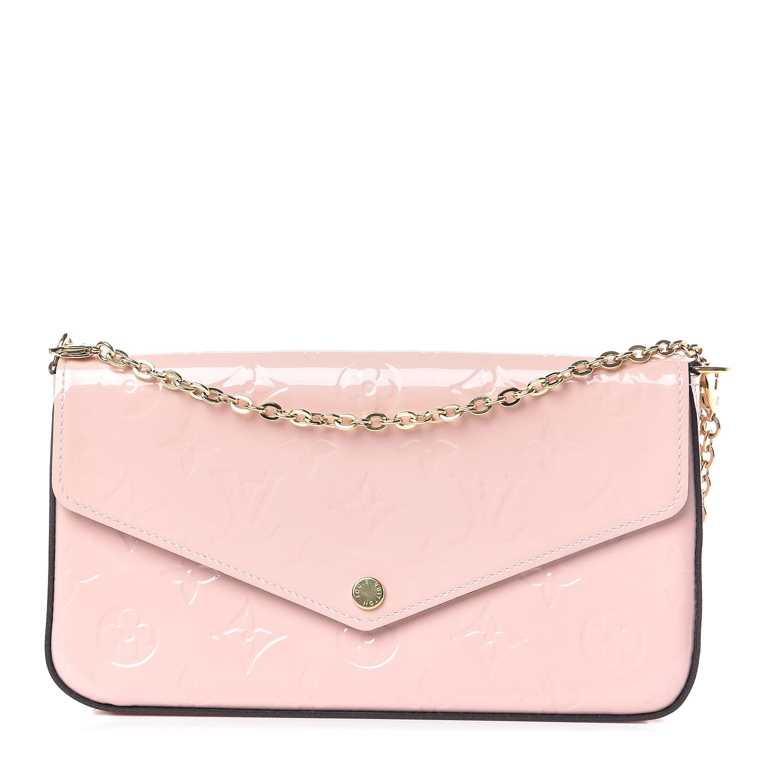 Louis Vuitton Vernis Felicie Chain Wallet Rose Ballerine 1 of 12