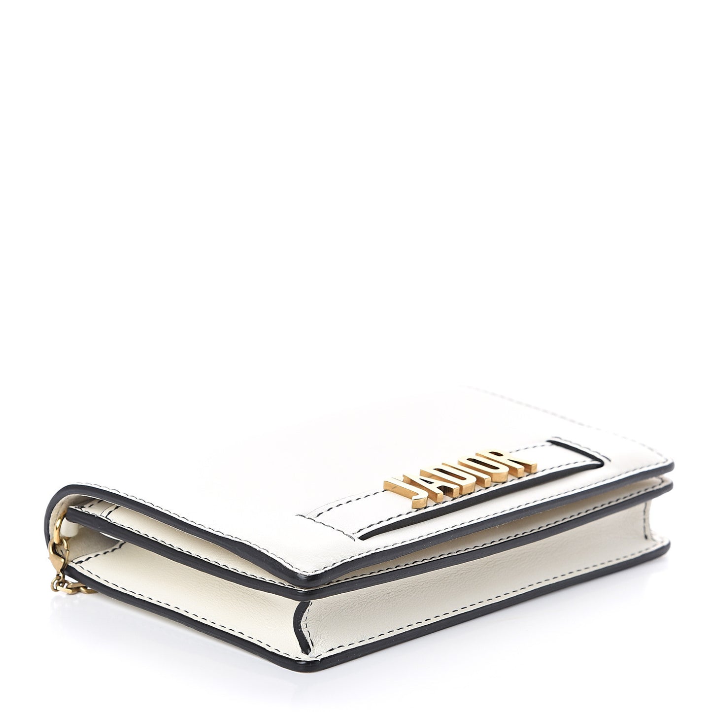 Calfskin J'Adior Wallet on Chain Pouch Off White