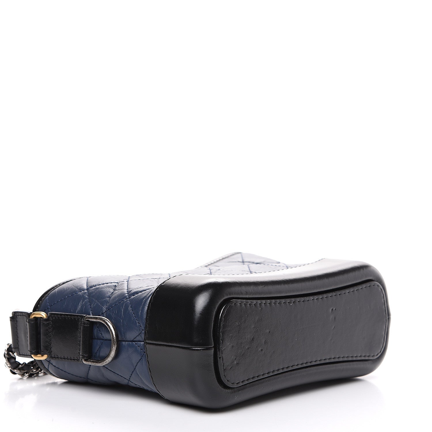 Chanel Aged Calfskin Quilted Small Gabrielle Hobo Navy Black 3 of 11