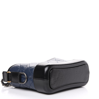 Chanel Aged Calfskin Quilted Small Gabrielle Hobo Navy Black 3 of 11