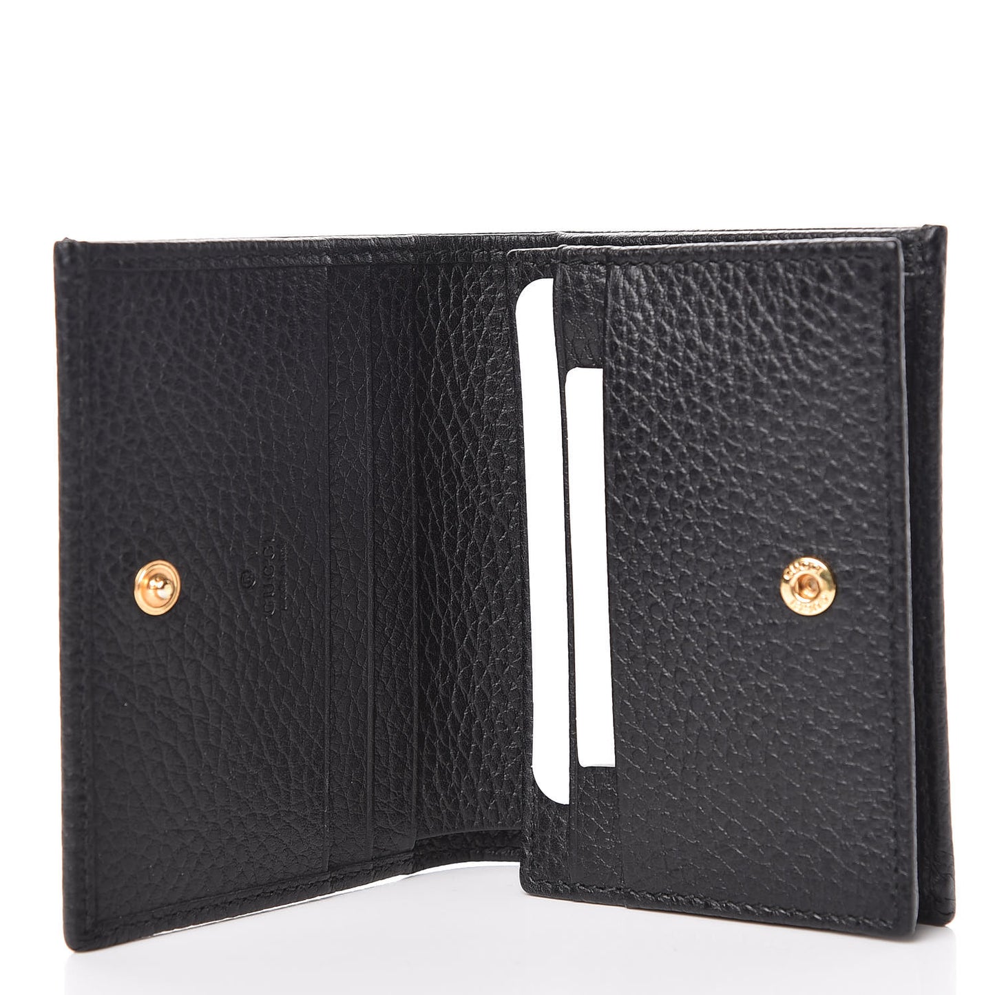 Pebbled Calfskin GG Marmont Card Case Black