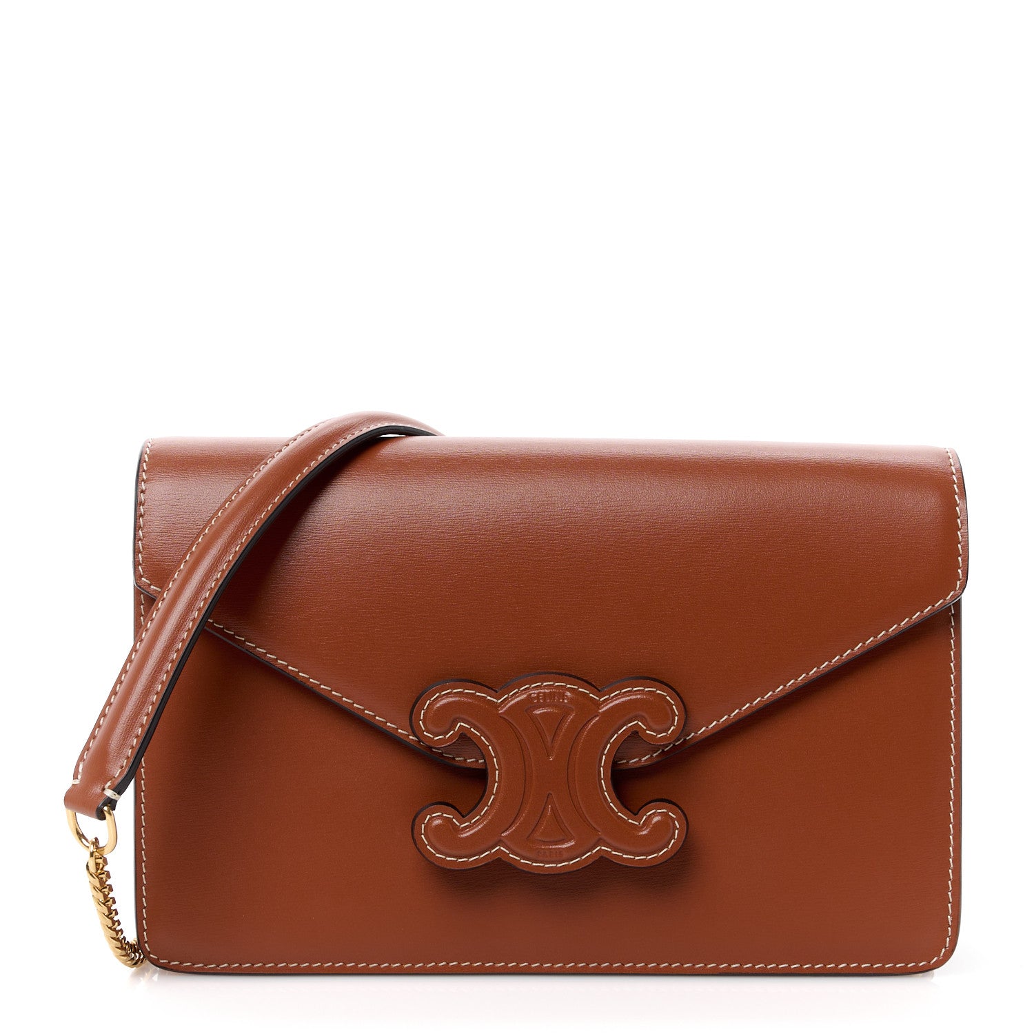 Celine Shiny Calfskin Triomphe Margo Wallet on Chain Gold 1 of 10