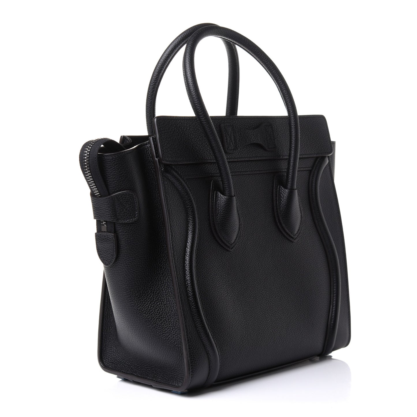 Drummed Calfskin Micro Luggage Black