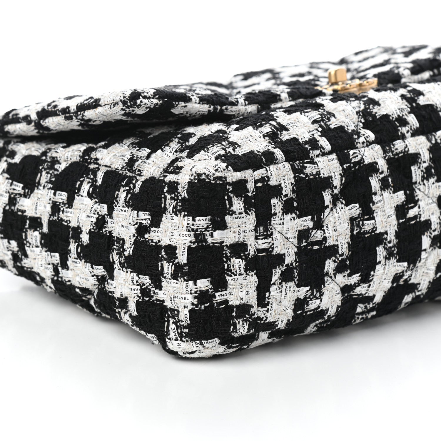 Chanel Tweed Quilted Maxi Chanel 19 Flap Black Ecru White 9 of 10