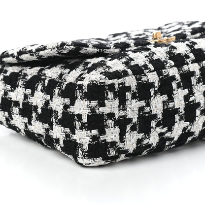 Chanel Tweed Quilted Maxi Chanel 19 Flap Black Ecru White 9 of 10