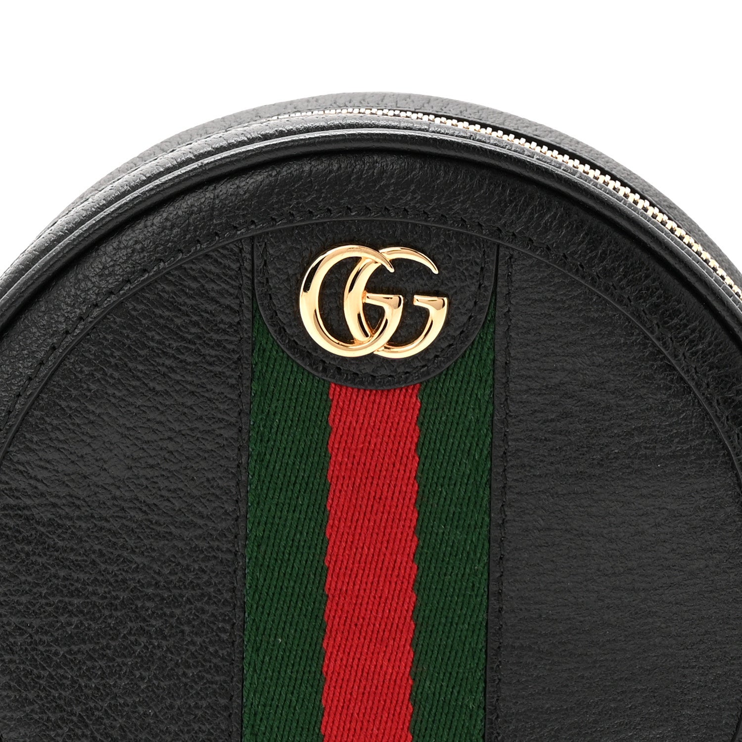 Gucci Textured Calfskin Web Ophidia Round Wrist Wallet Black 8 of 11