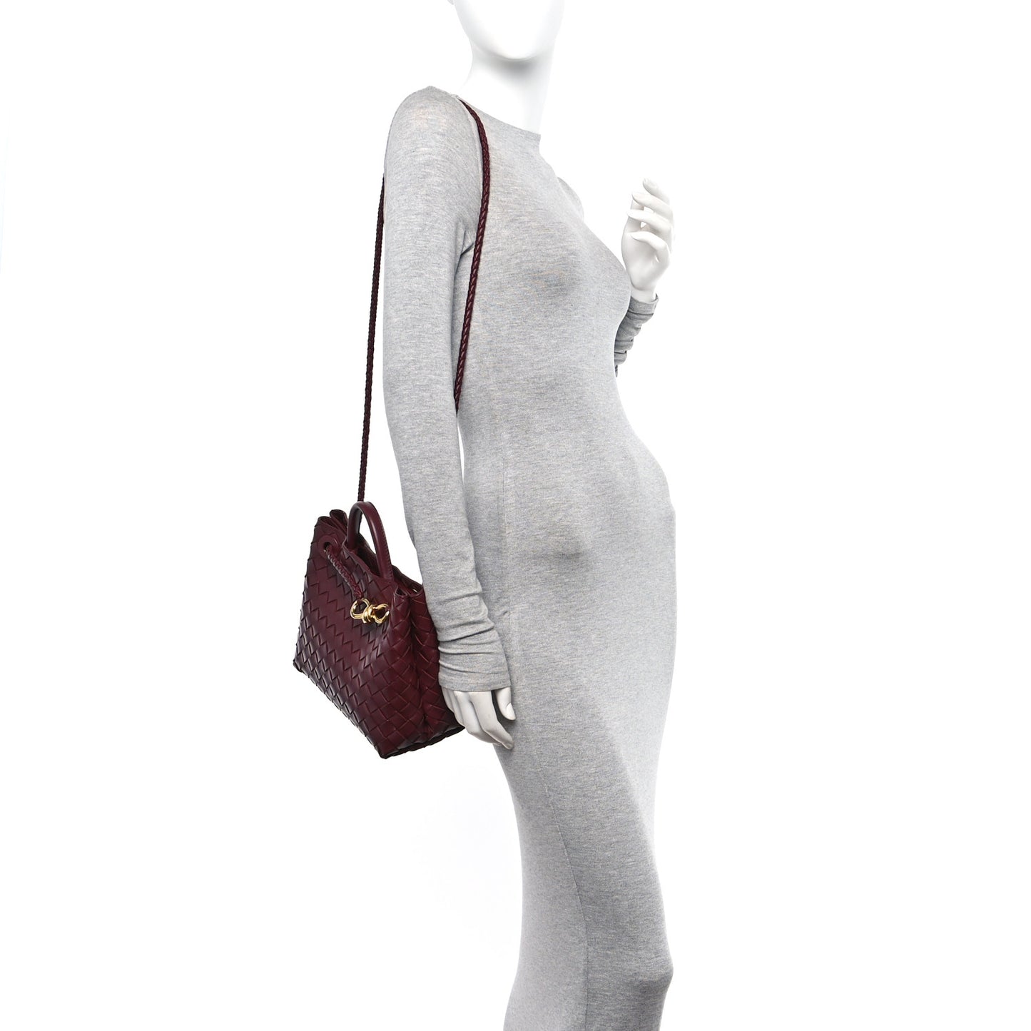 Nappa Intrecciato Small Andiamo Shoulder Bag Barolo