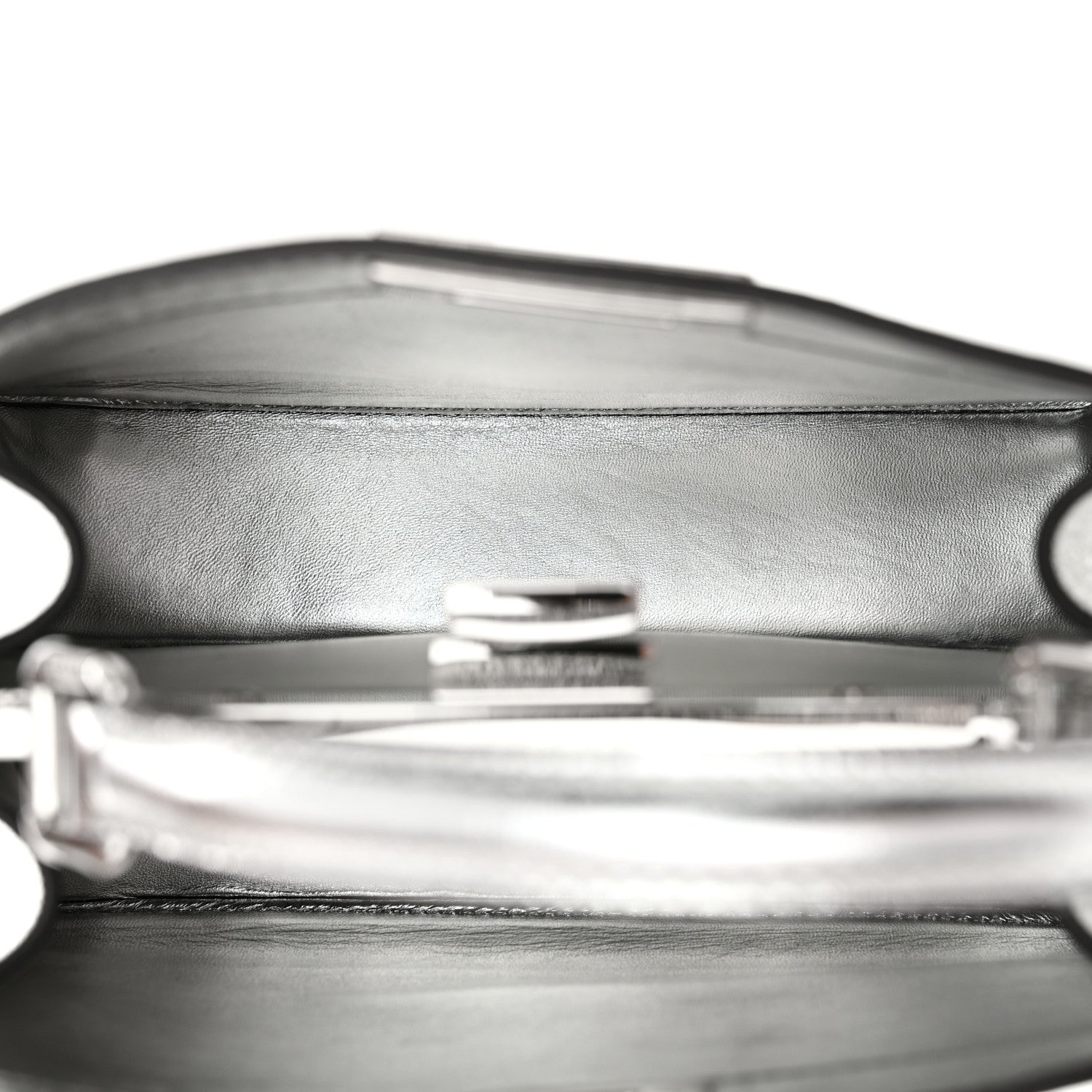 Fendi Rock Millenium Laminata Small Peekaboo I SEE U Satchel Argento 5 of 12