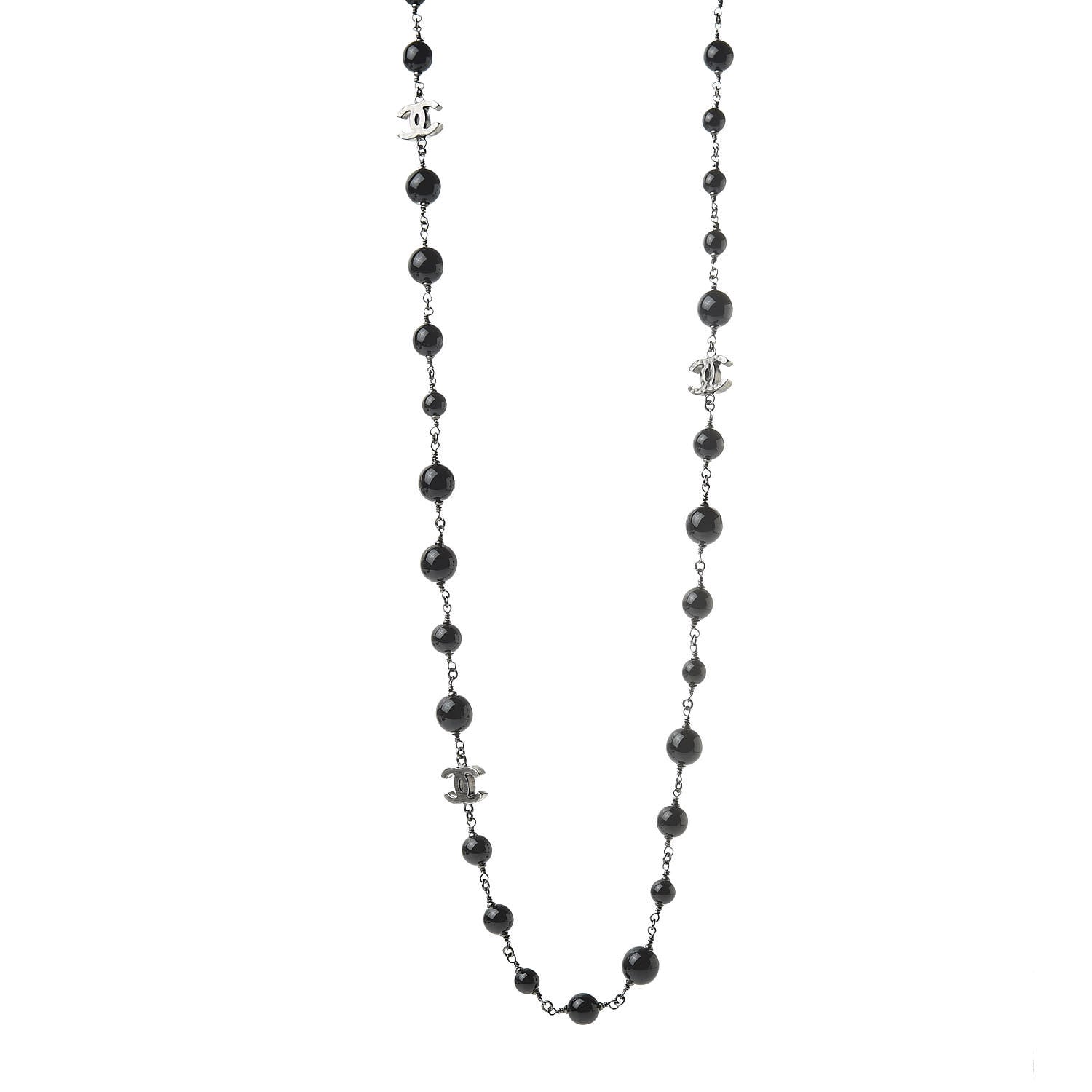 Chanel Beaded CC Long Necklace Black 1 of 4