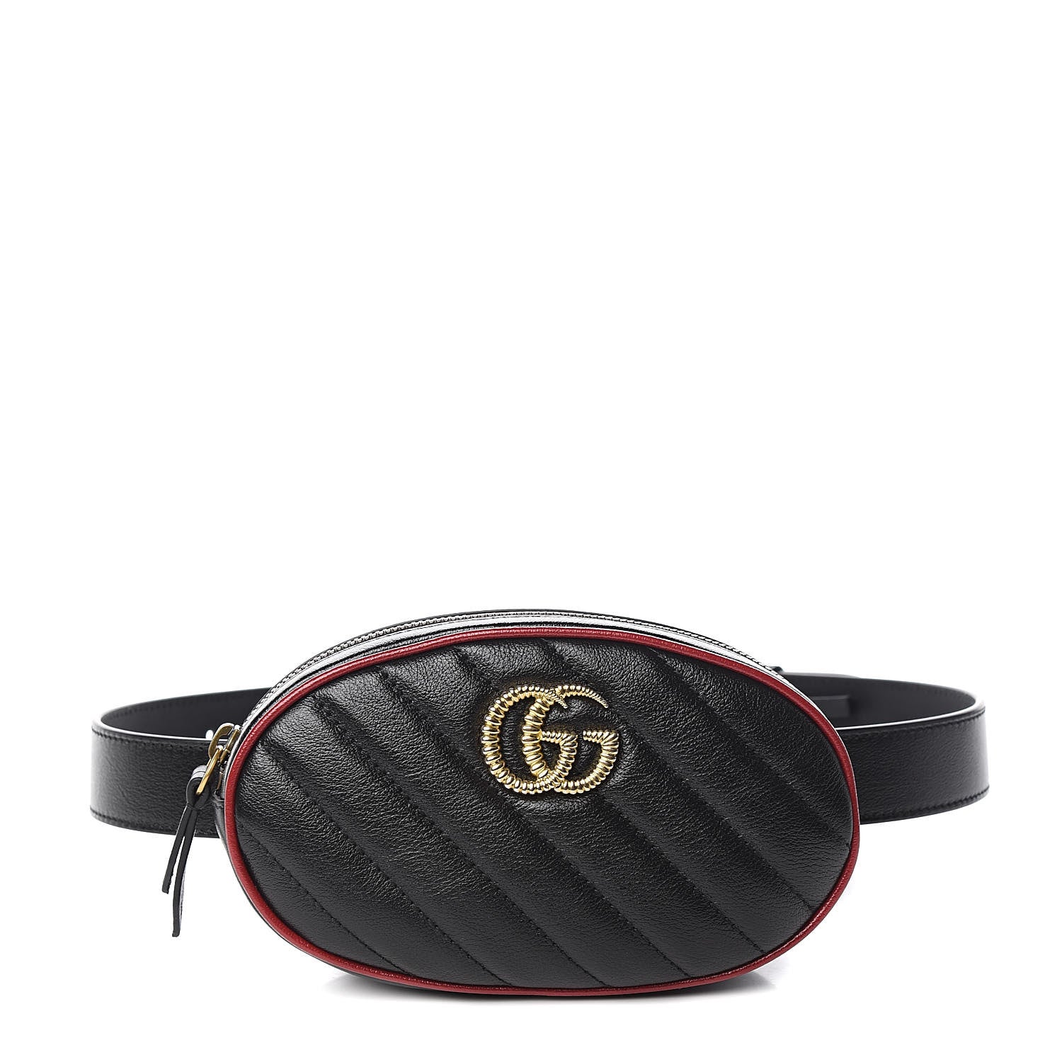 Gucci Calfskin Matelasse GG Marmont Belt Bag 75 30 Black 1 of 11