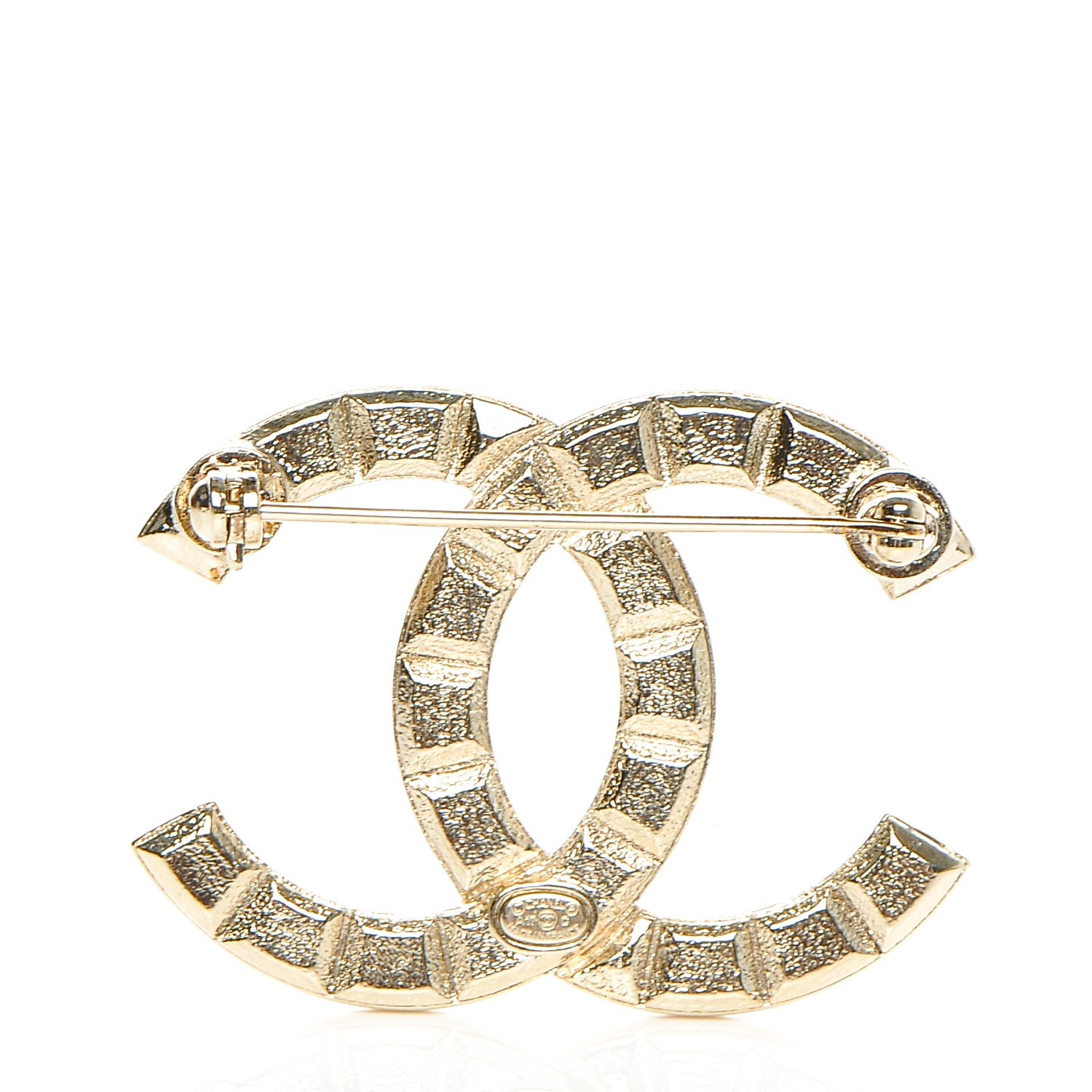 Chanel Studded CC Pin Brooch Gold 3 of 4