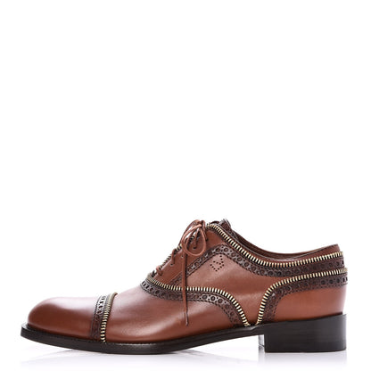 Louis Vuitton Calfskin Tomboy Richelieu Oxford Flats 37.5 Cognac 1 of 8