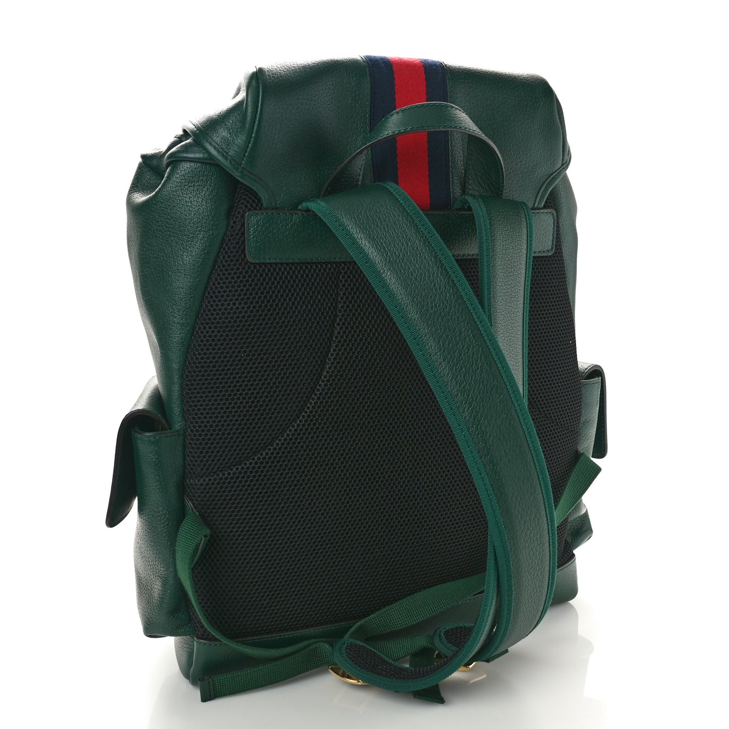 Grained Calfskin Medium Ophidia Double Buckle Backpack Green