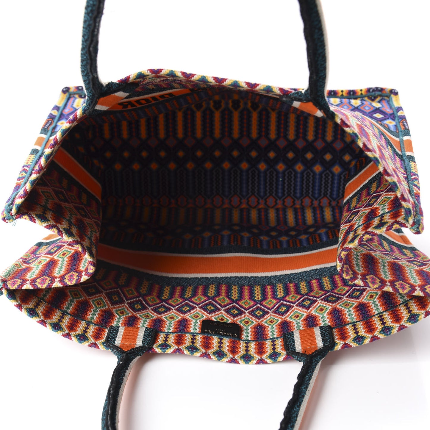 Canvas Embroidered Large Book Tote Orange Multicolor