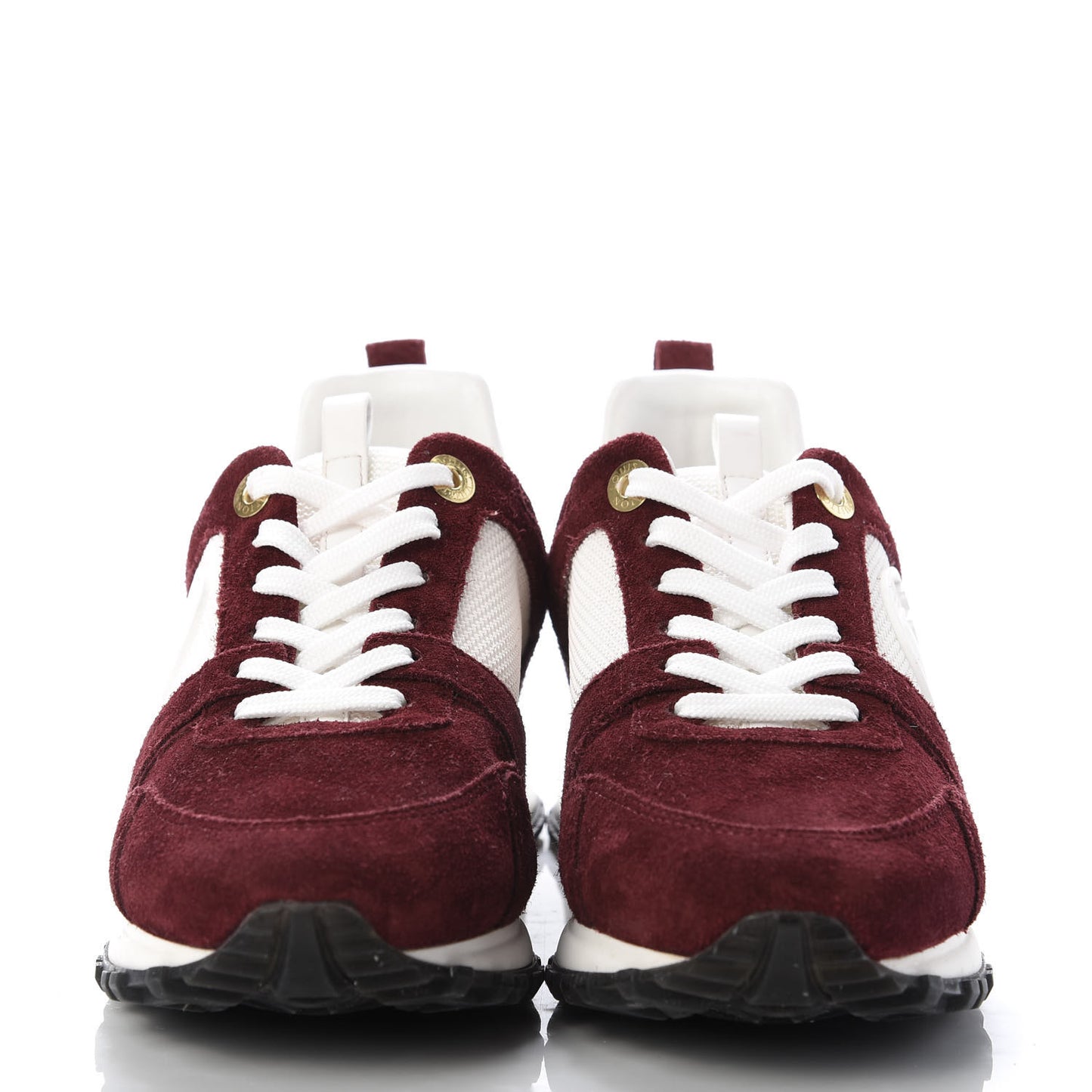Suede Calfskin Run Away Sneakers 35 Burgundy White