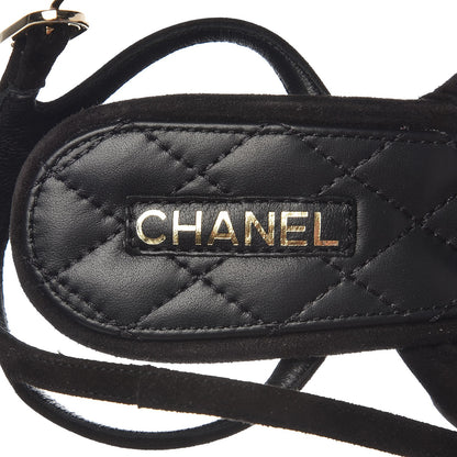 Chanel Kid Suede Chain Braided Sandals 36 Black 6 of 9