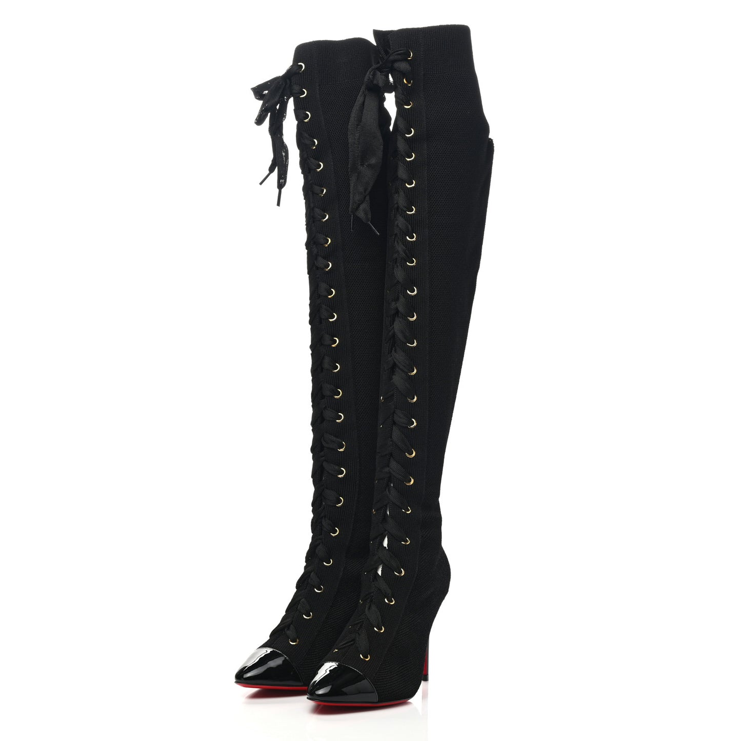 Patent Maille Tricot Frenchie 100 Sock Boots 35.5 Black