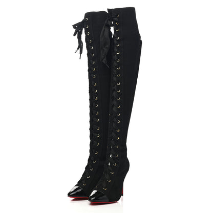 Christian Louboutin Patent Maille Tricot Frenchie 100 Sock Boots 35.5 Black 3 of 6
