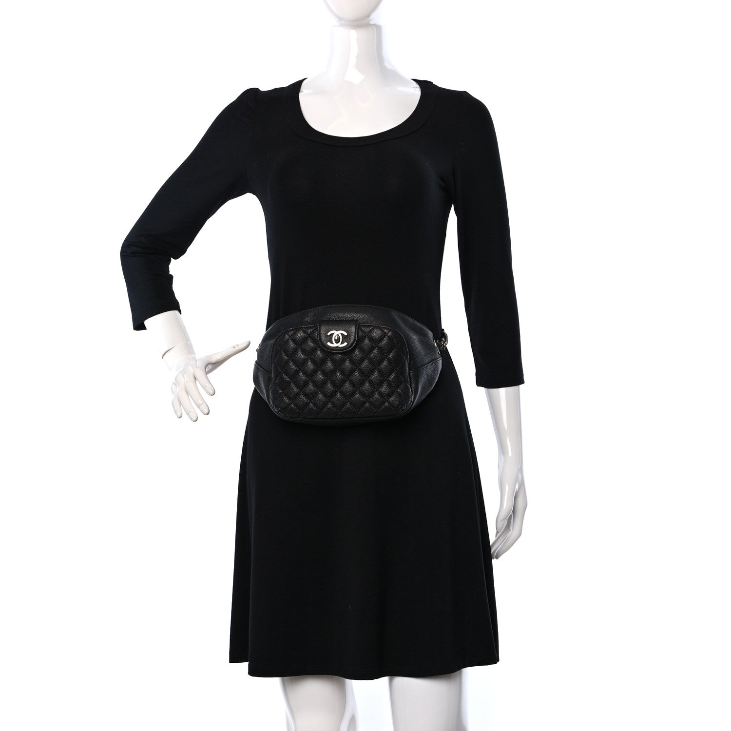 Chanel Grained Calfskin Quilted Casual Rock Waist Bag Fanny Pack Black 2 of 9