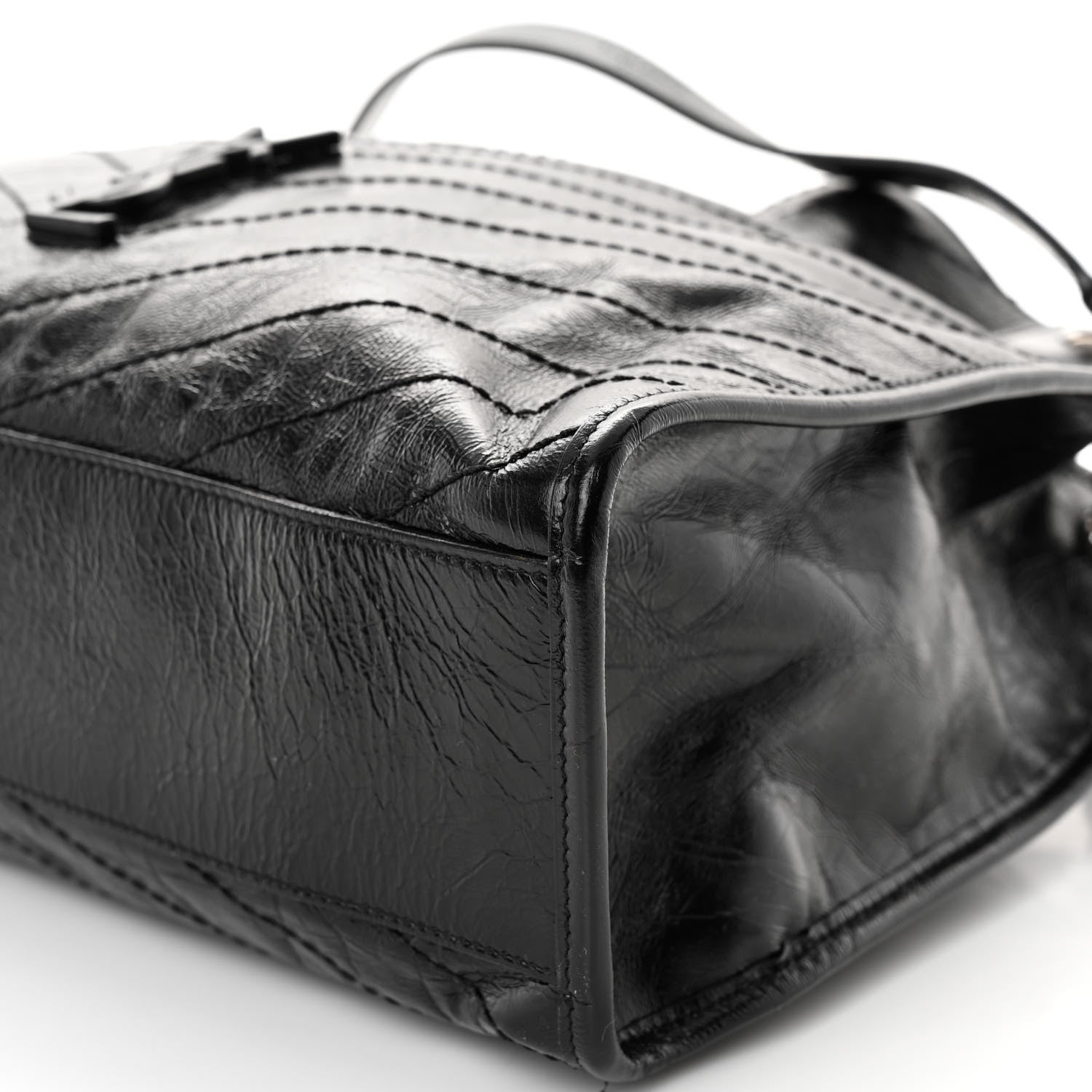 Saint Laurent Crinkled Calfskin Matelasse Monogram Medium Niki Shopper Tote Black 9 of 9