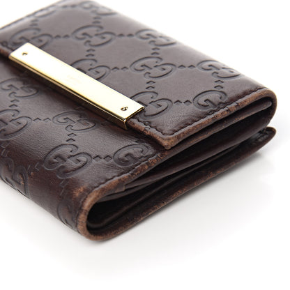 Gucci Guccissima Metal Bar French Flap Wallet Dark Chocolate 8 of 10