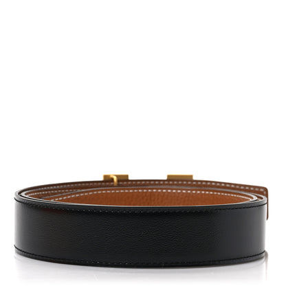 Hermes Box Togo 32mm Guilloche H Belt 85 34 Black Gold 2 of 4