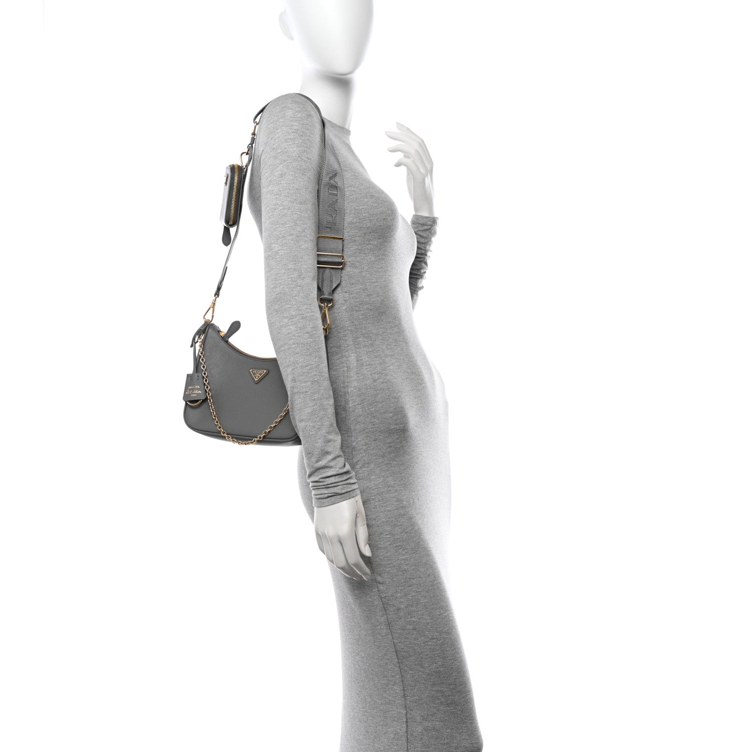 Prada Saffiano Lux Re-Edition 2005 Shoulder Bag Slate 2 of 11