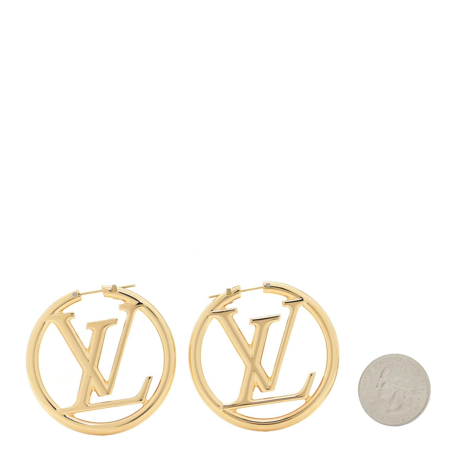 Louis Vuitton Metal Louise Hoop Earrings Gold 2 of 6